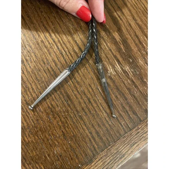 VTG Zuni THUNDERBIRD NATIVE AMERICAN BOLO TIE-TURQUOISE Onyx Sterling MOP Coral - Picture 5 of 5